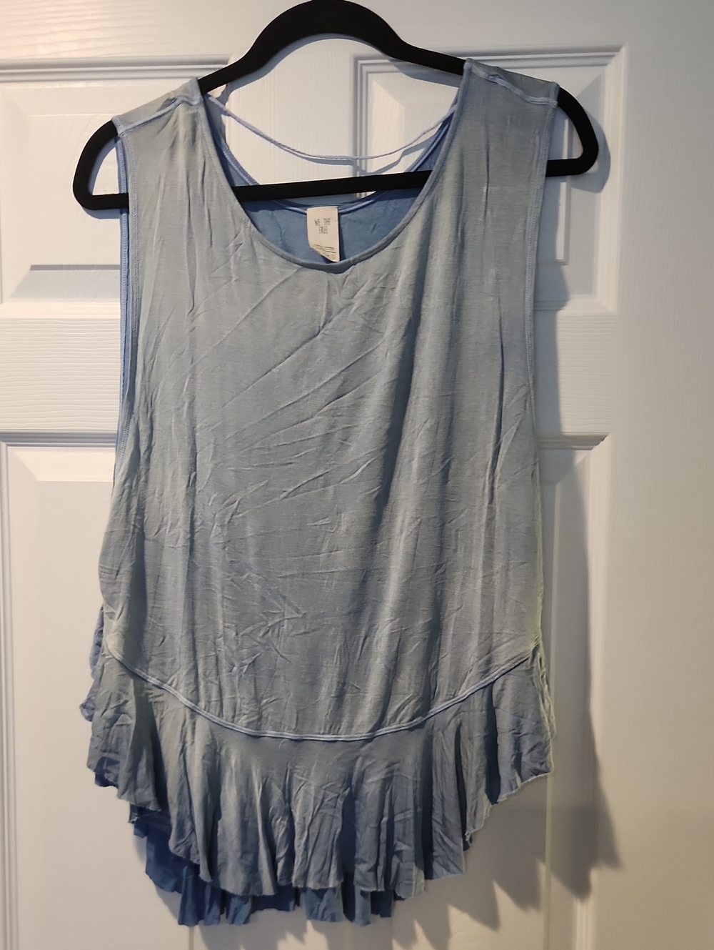 We The Free Light Blue Ruffle-Hem Tank